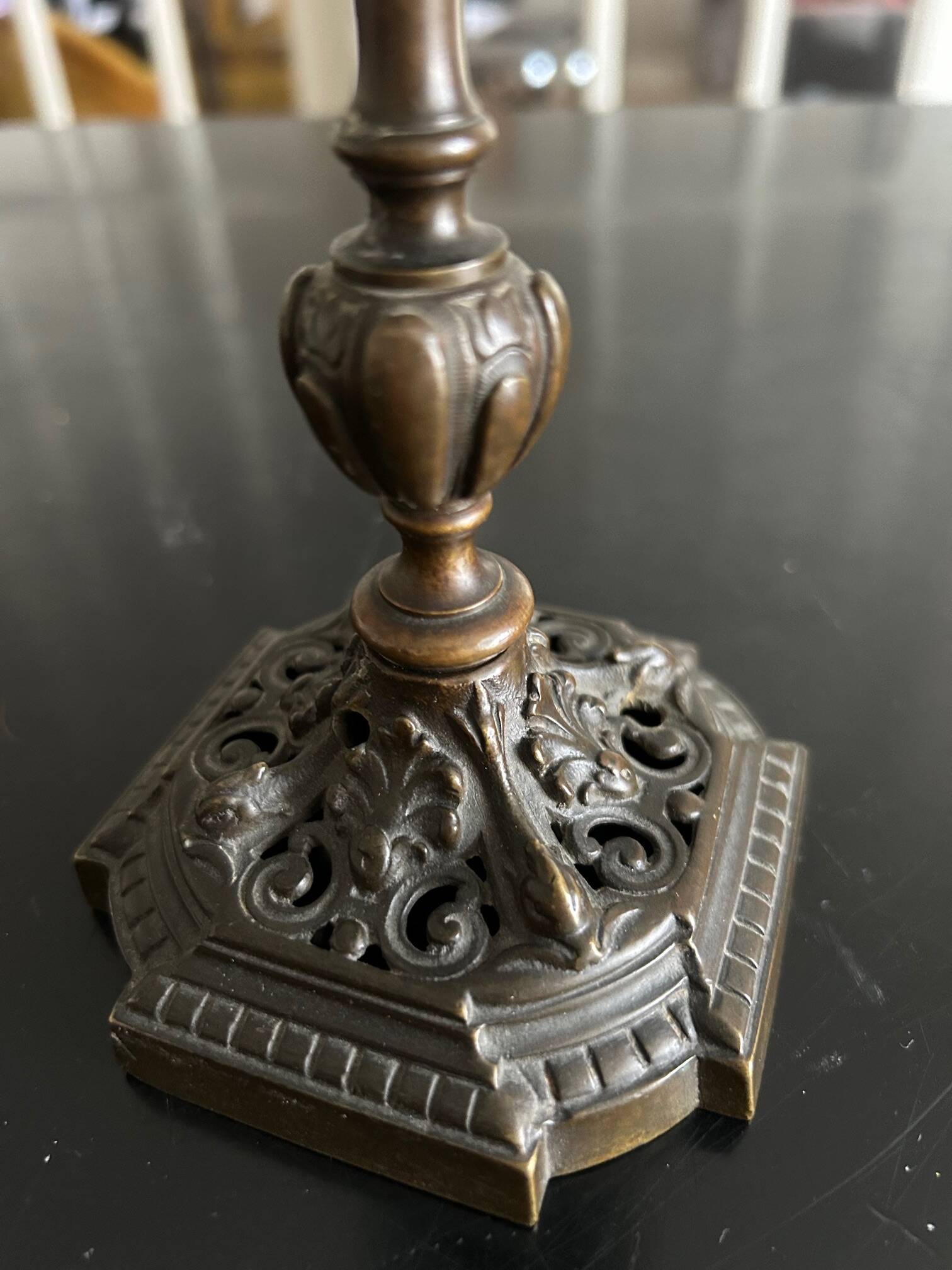 19th century bronze candle holder
