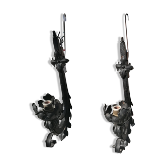 Pair of wrought iron appliques