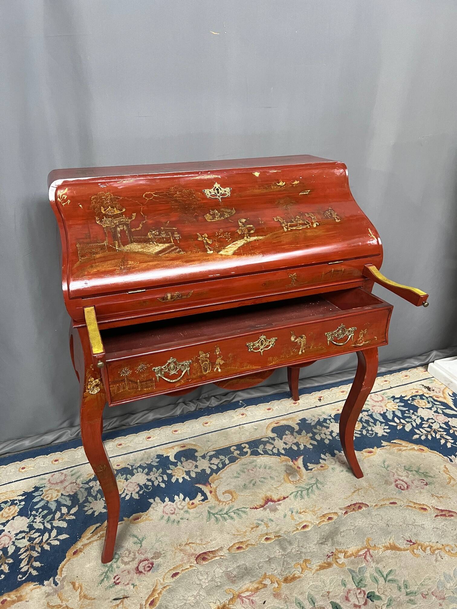 Antique Chinese secretary desk. Hand-painted.