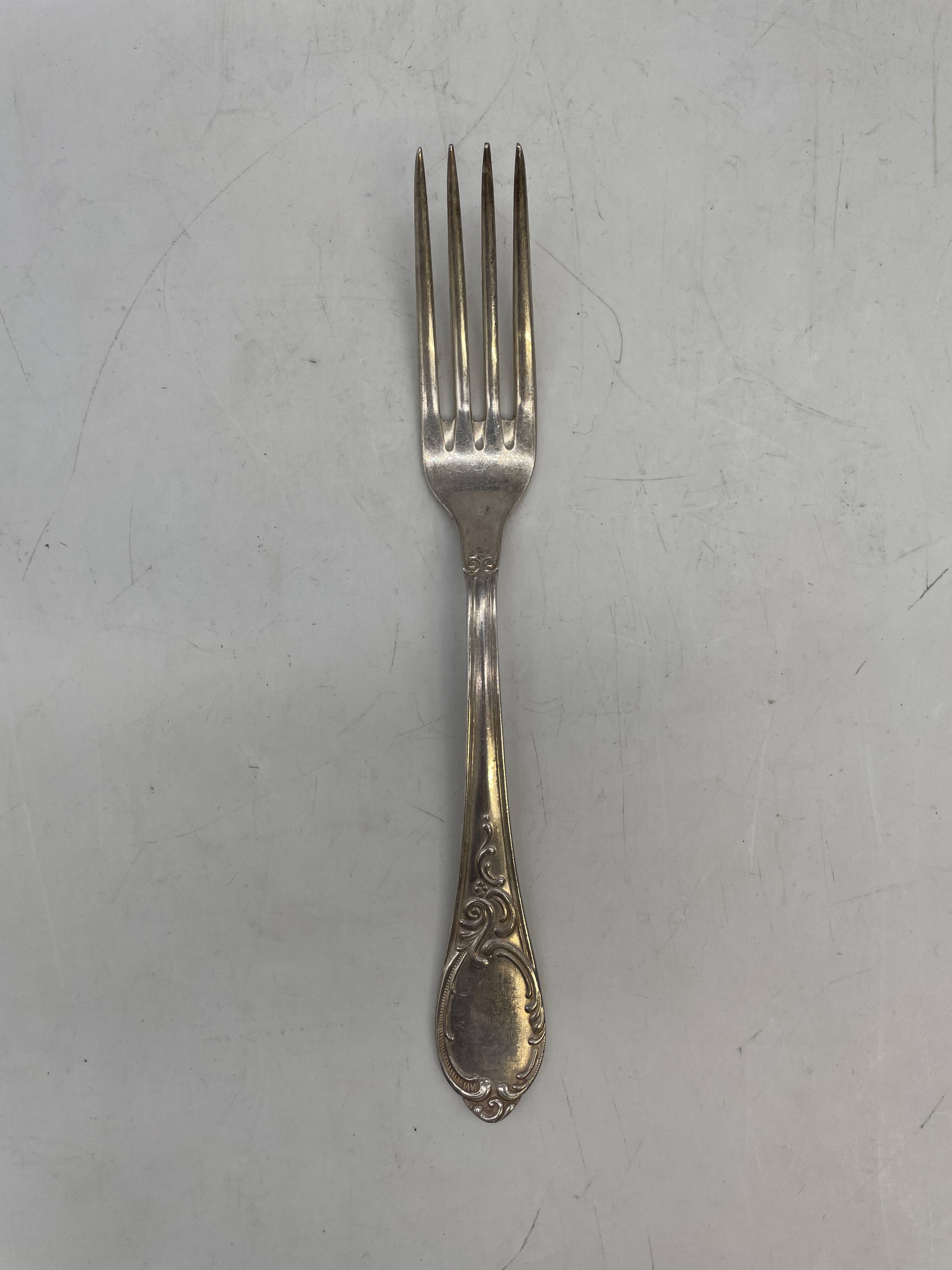 Lot of 10 soup spoons and 10 lunch forks, 800 silver.