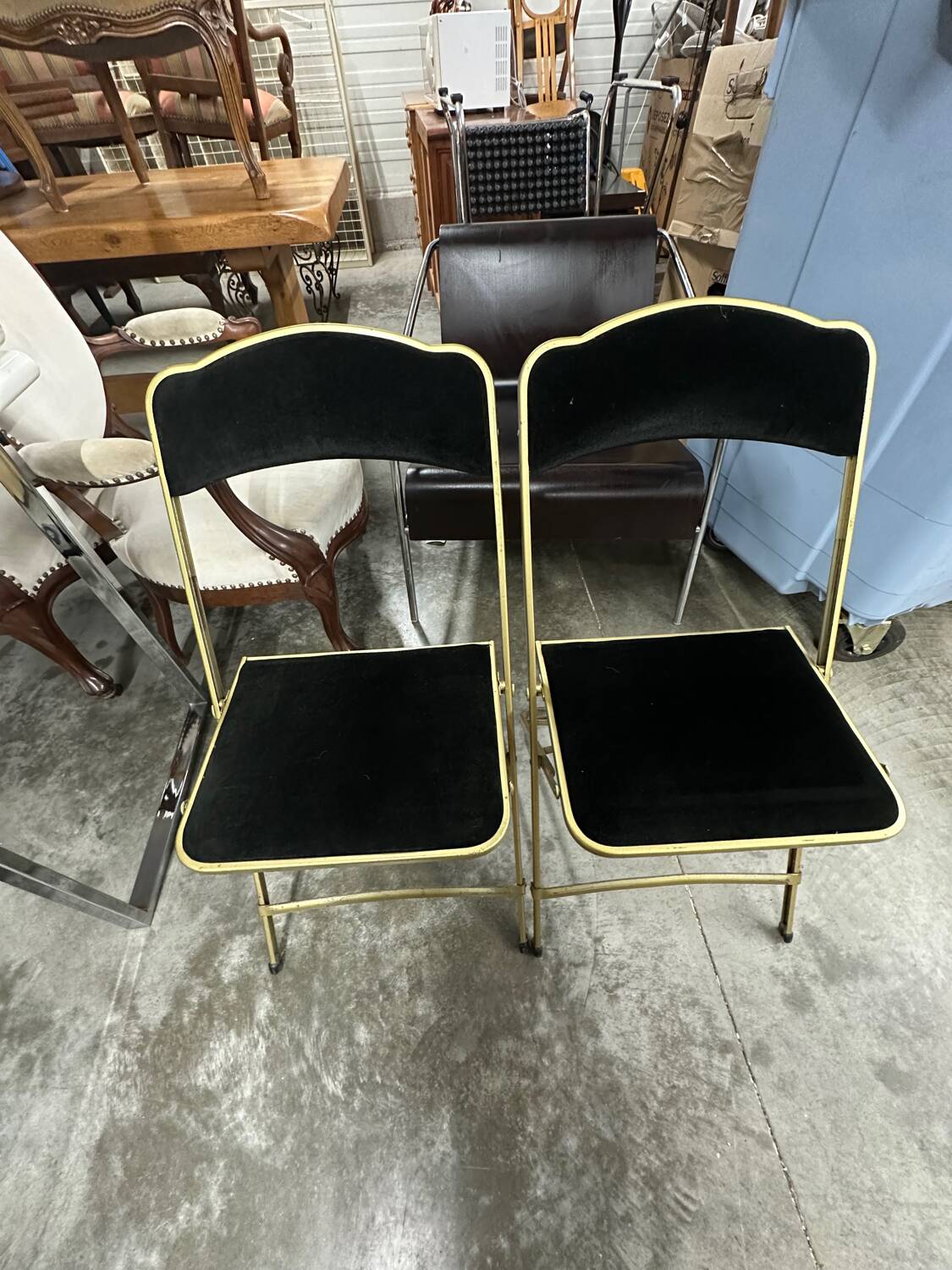 Chaises pliantes vintage Fritz Chair & Co en velours