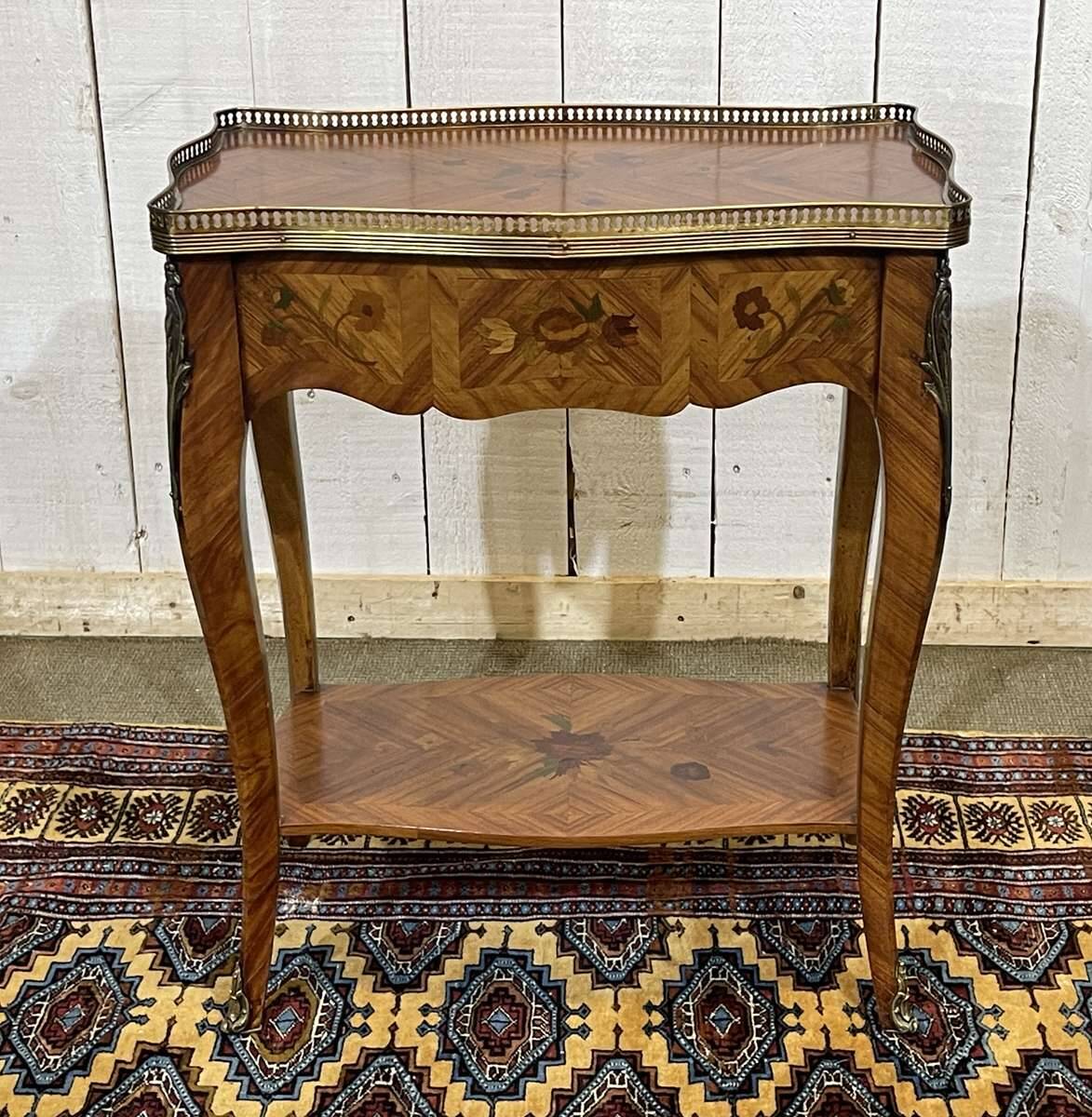 1970s Louis XV style side table in rosewood and beech.
