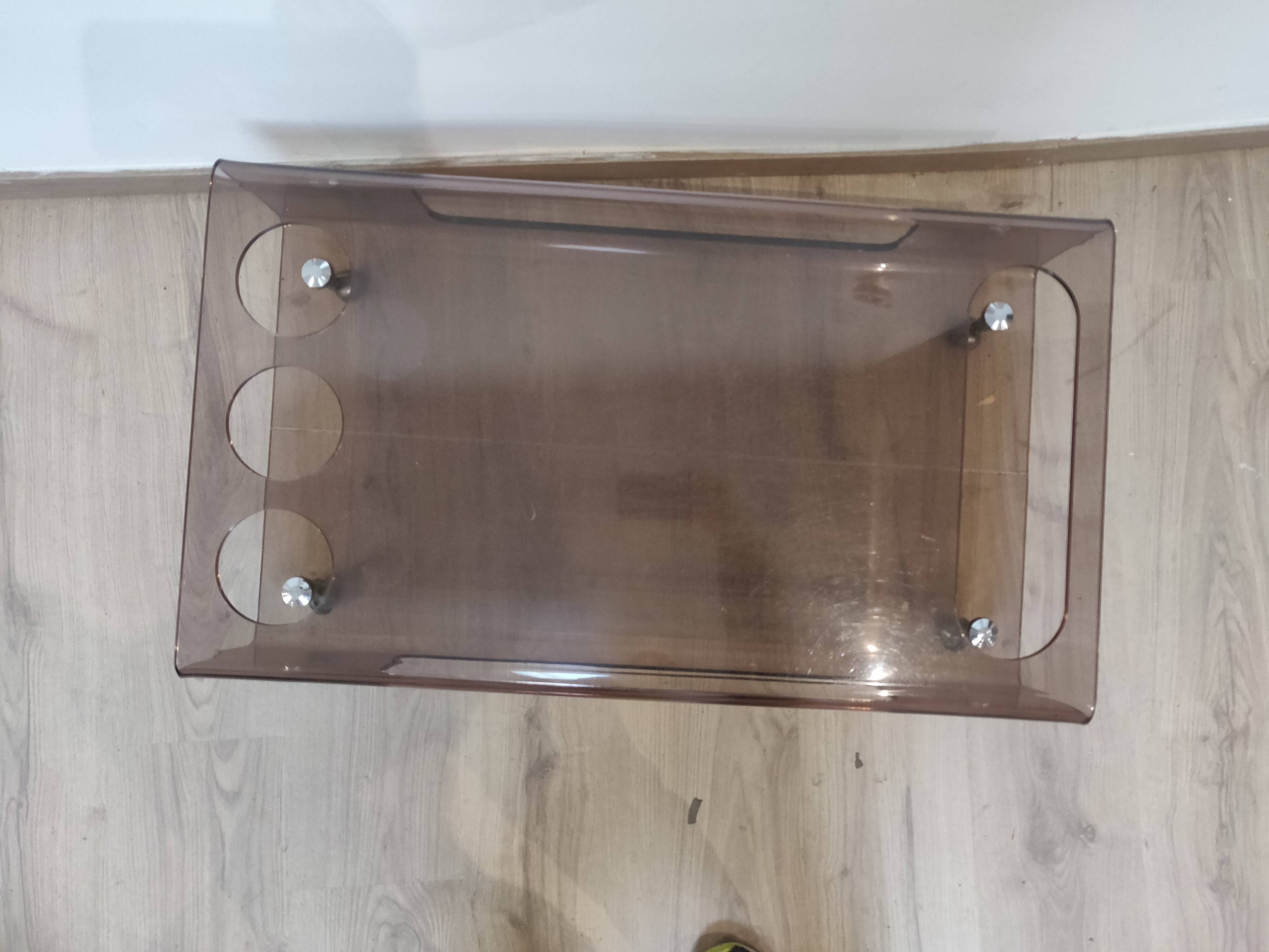 Rolling bar coffee table in vintage plexiglass 70s