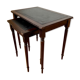 Dark wood and black leather tables