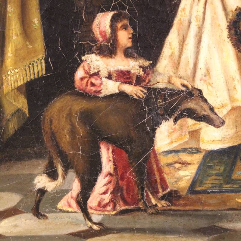 Italian interior scene painting signed F. Bonati 1913