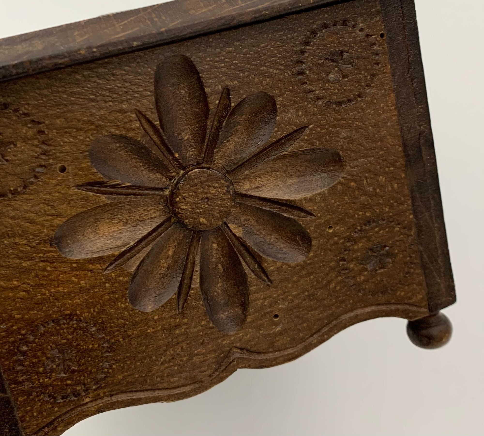 Vintage Breton box, carved wooden jewelry box