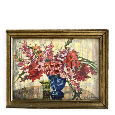 Tableau, bouquet de fleurs signée