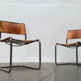 German vintage leather cantilever chairs S33 by Mart Stam for Thonet, set of 8