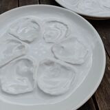 5 white oyster plates, St Amand faiencerie - vintage