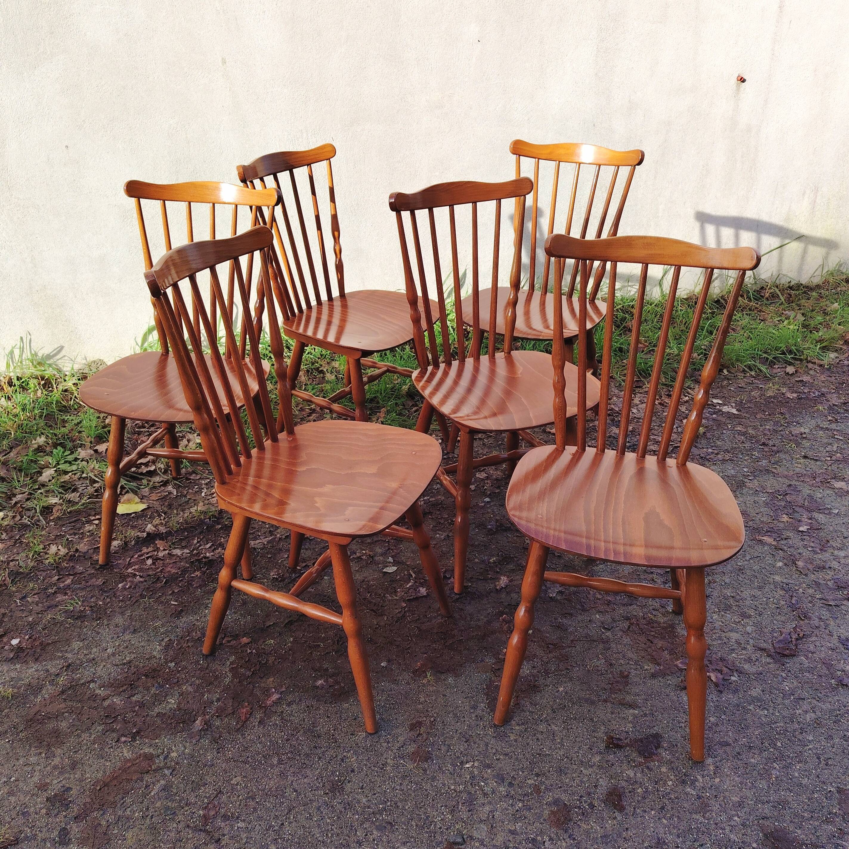 Lot of 6 Baumann chairs, Tacoma model, vintage, bistro.