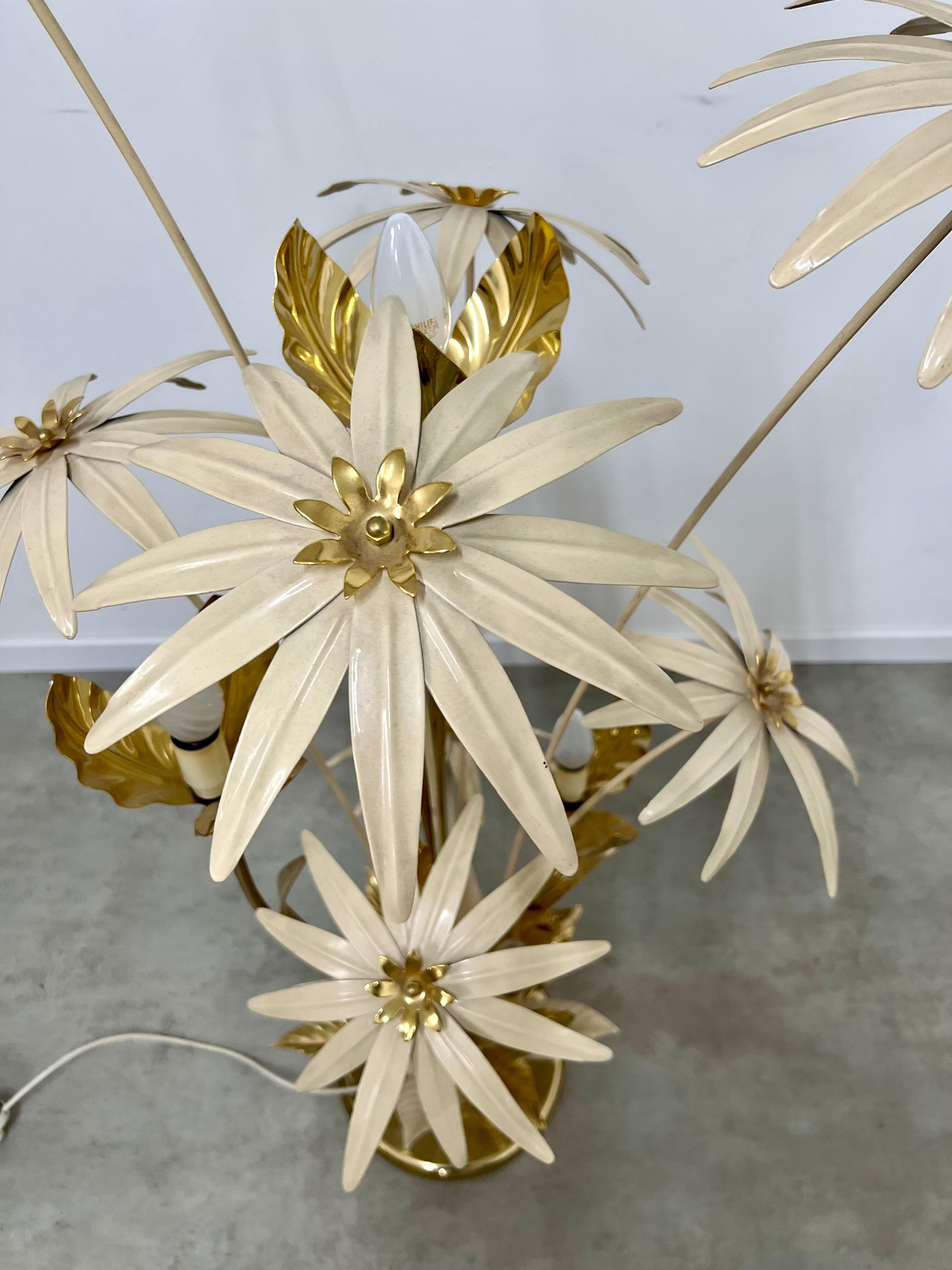 Floor lamp flower metal Design Hans Kögl Scandinavian vintage 5 burners