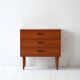 Table de chevet scandinave vintage en teck avec trois tiroirs