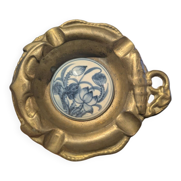 brass and ceramic Art Deco ashtray