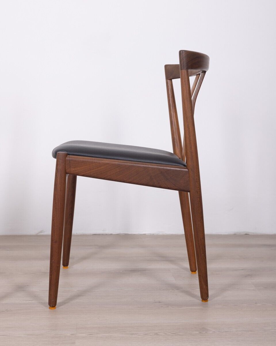 Pair of Vintage 60's Chairs in Teak Wood and Leather Danish Design