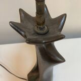 Black glazed ceramic lamp in the shape of a woman attributed to Jacques Bli