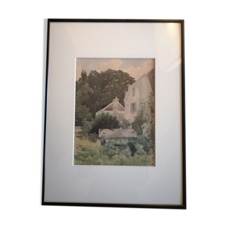 Watercolour View of Brièvres - Signed Henri Laurent Mouren (1844-1922)