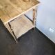Vintage wooden side table, entrance console, square pedestal table 2 floors.