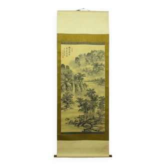 Old china painting on silk - antic hanging scroll: sensui ga -