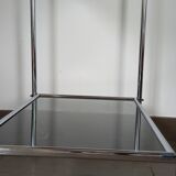 Vintage service with wheels in chrome tubes and 2 trays in gray smoked glass