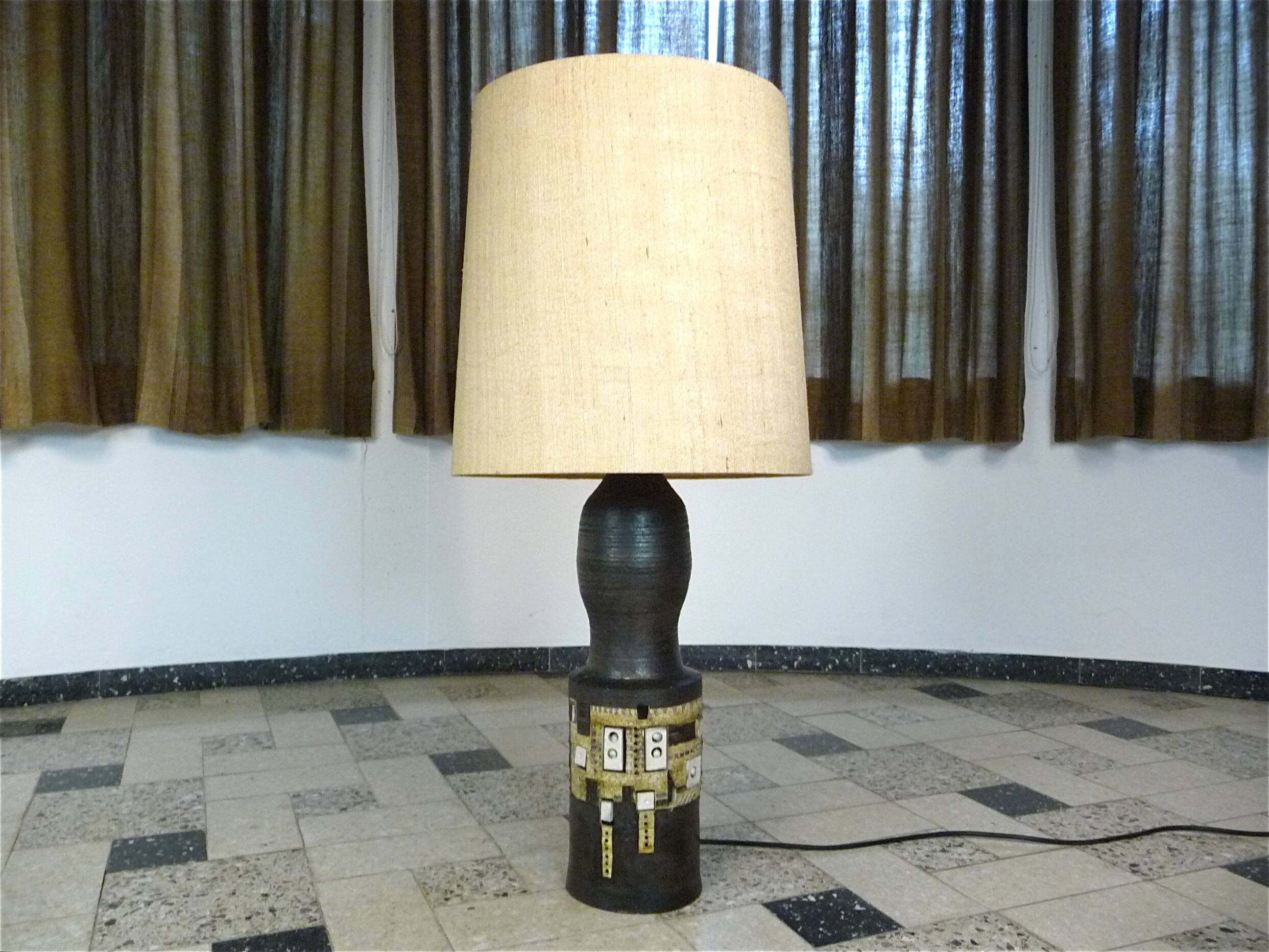 Set of 2 Ceramic Large Floor or Table Lamps by Georges Pelletier for Accolay, France 1960s