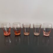5 verres dépareillées rose vintage