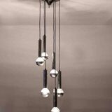 Large mid-century cascade chandelier in chrome