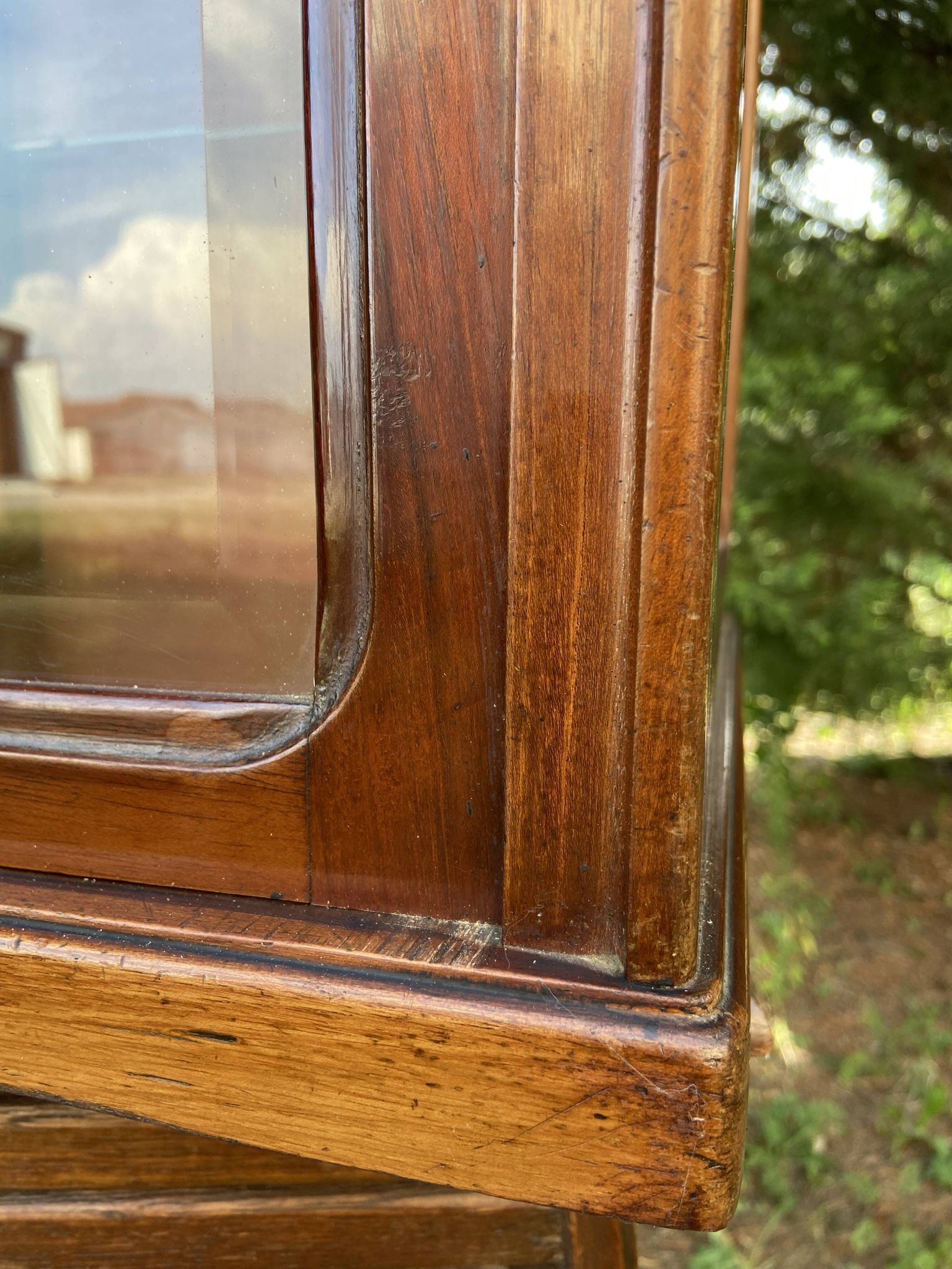 Small 1930s mahogany display cabinet, art deco apothecary cabinet