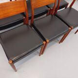 Set of 6 vintage Scandinavian Fristho Franeker chairs in teak and skai from the 60s