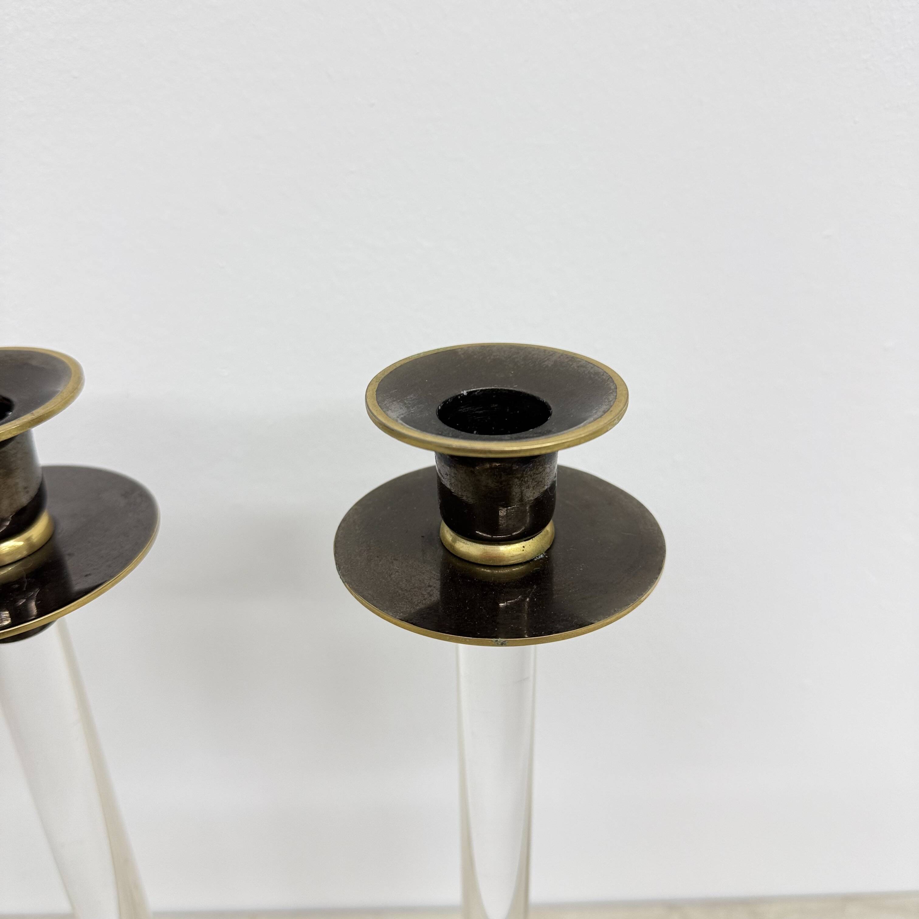 Set of 2 Caravell lucite candle sticks, 1970’s
