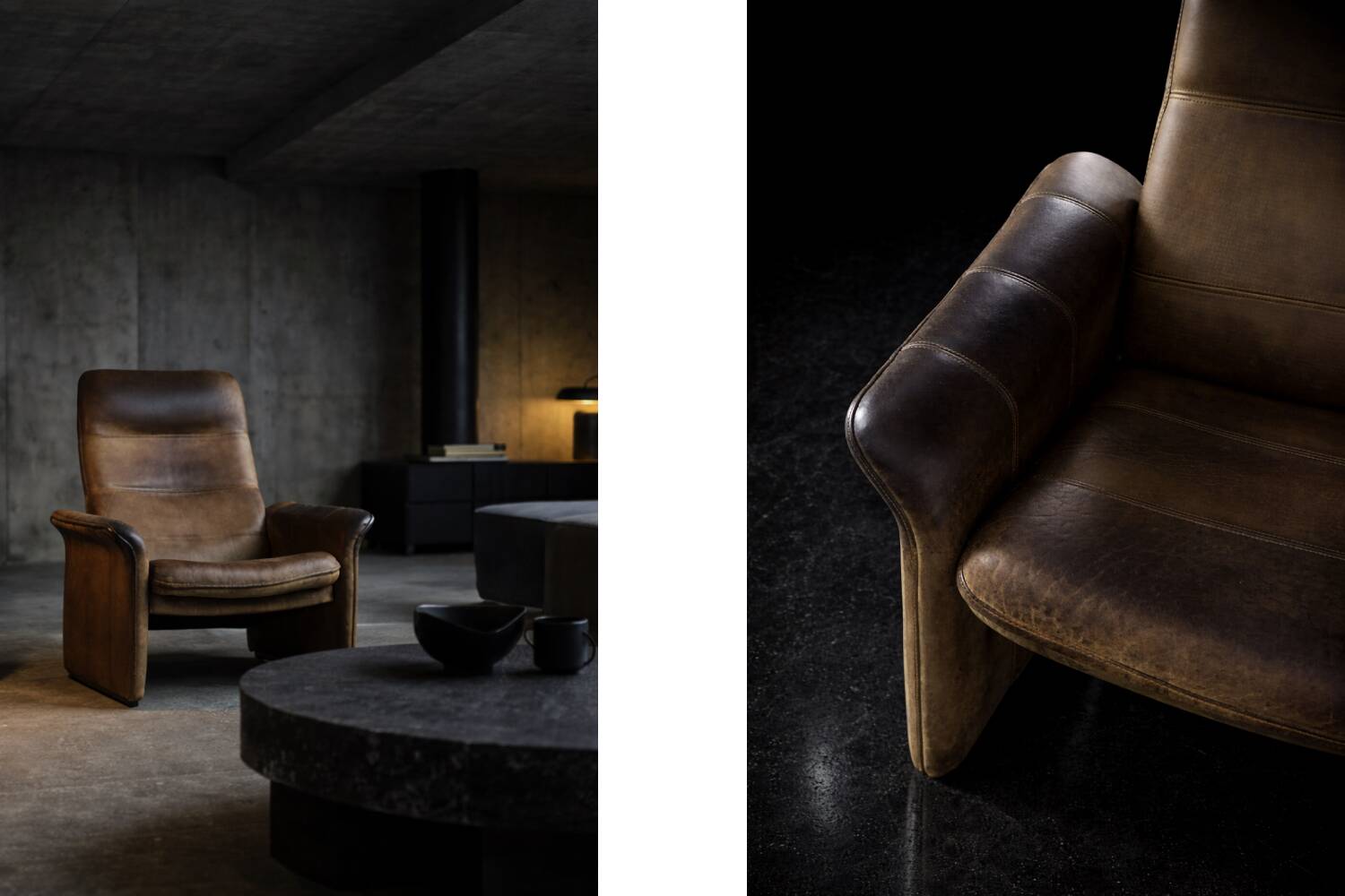 Fauteuil DS-50 vintage en cuir de buffle par De Sede