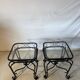 Paire de tables d’appoint vintage en fer forgé et verre – esprit Méditerran