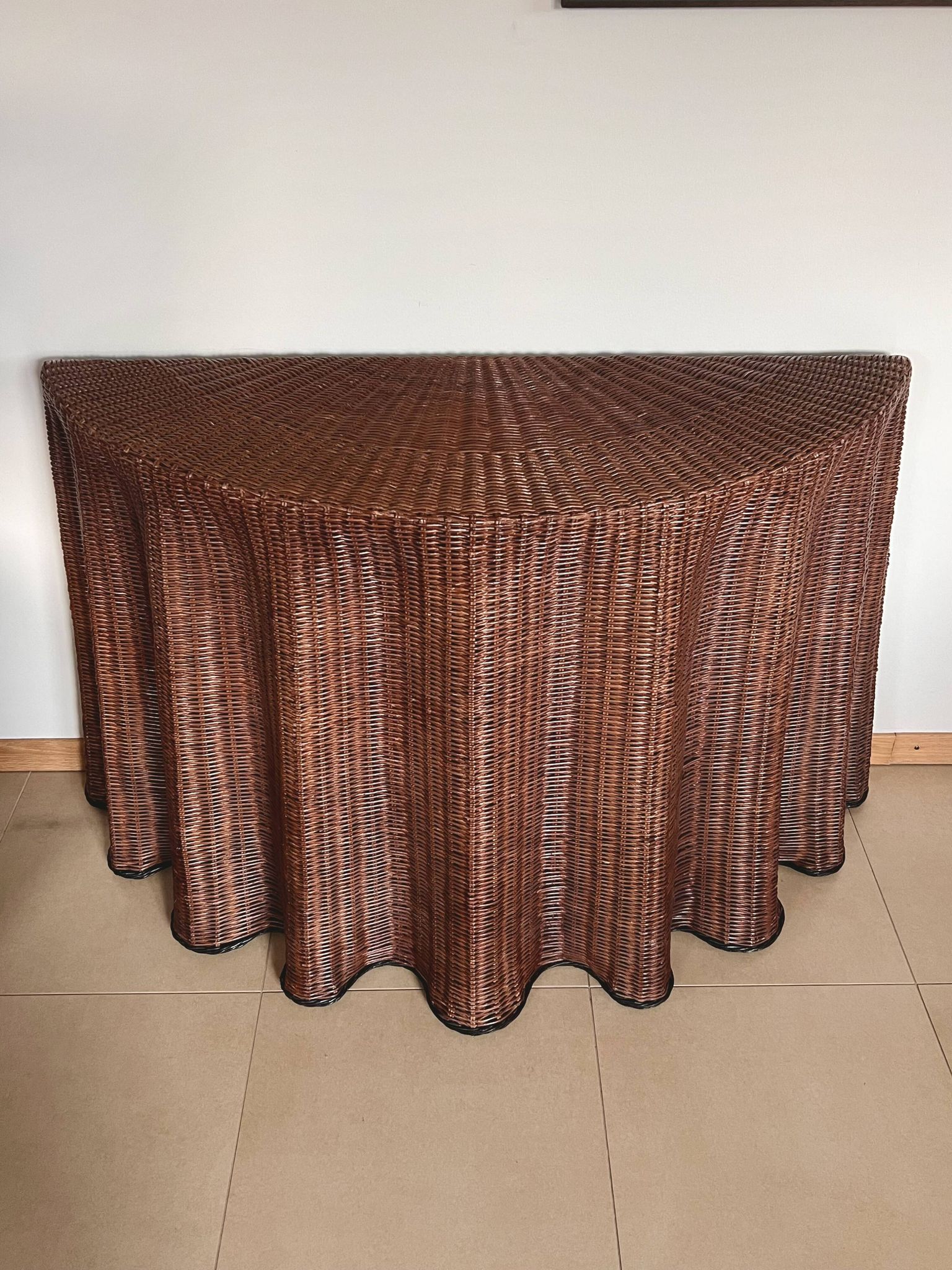 Vintage Console Wicker Trompe-l’Œil  Skirted Ghost Table