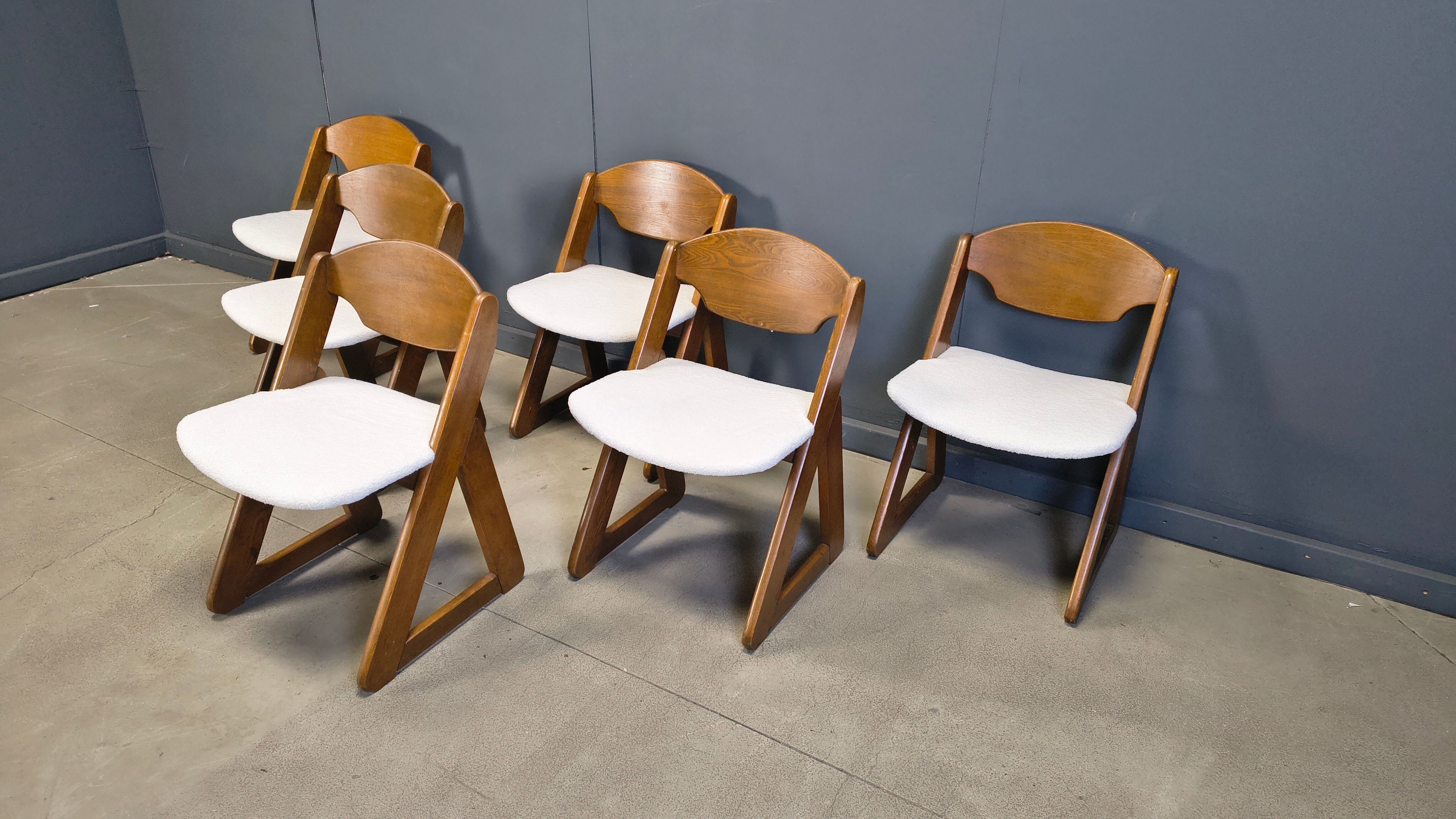 Vintage brutalist dining chairs, set of 6 - 1960s