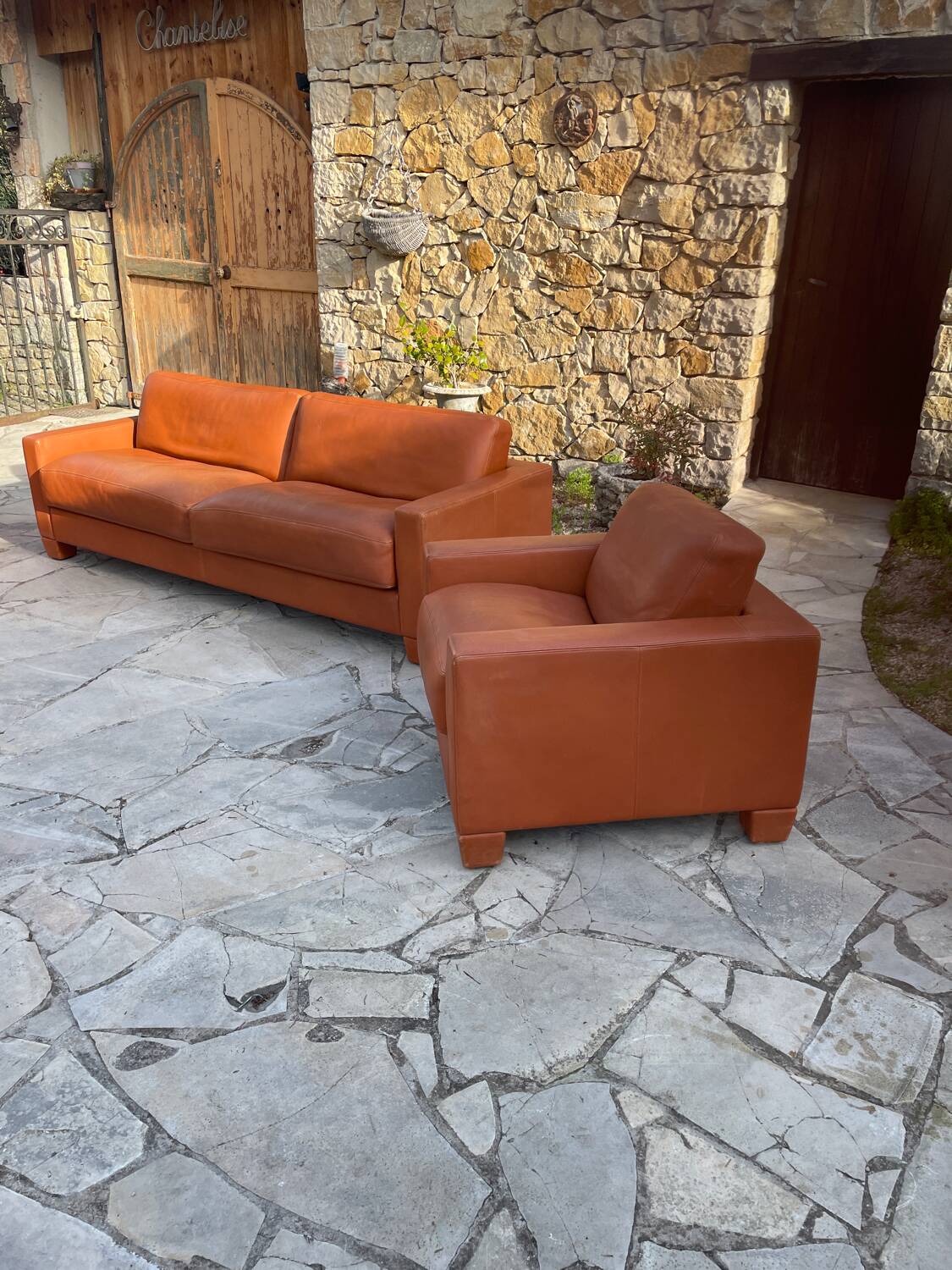 Sofa and Two Armchairs by De Sede