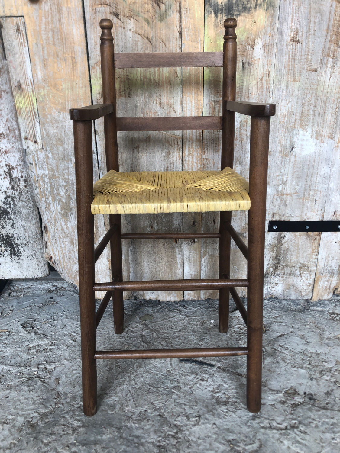 High chair baby wood & mulched seat