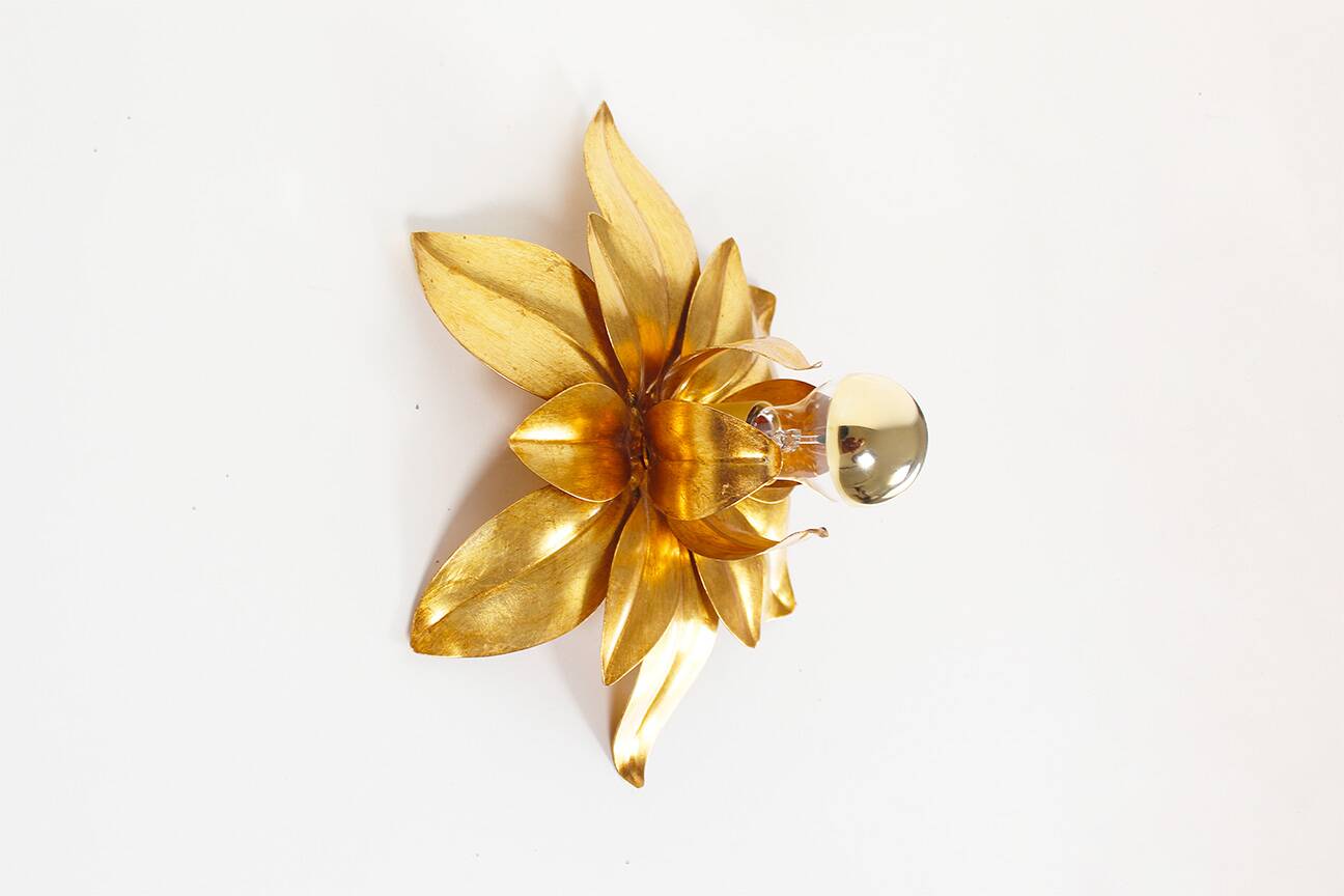 Medium sized gilded vintage florentine flush mount light