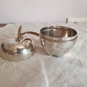 Vintage hollywood regency style apple shaped silver metal box