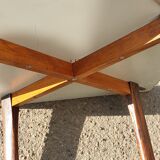 Wooden table with geometric decoration