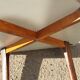 Wooden table with geometric decoration