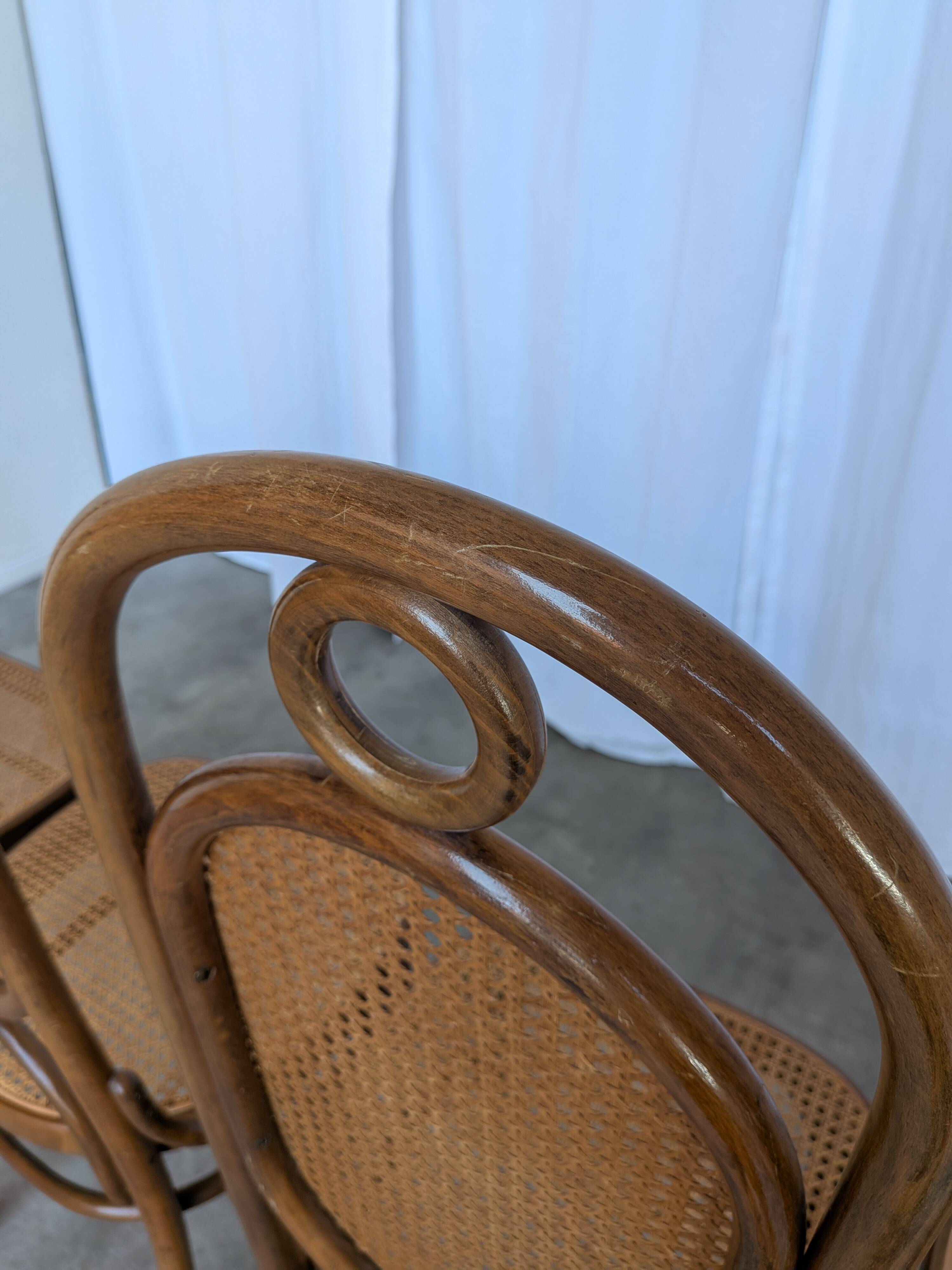 Set of 4 Mid-century Bentwood Cane Dining Chair, Thonet Style, 1970s Yugosl