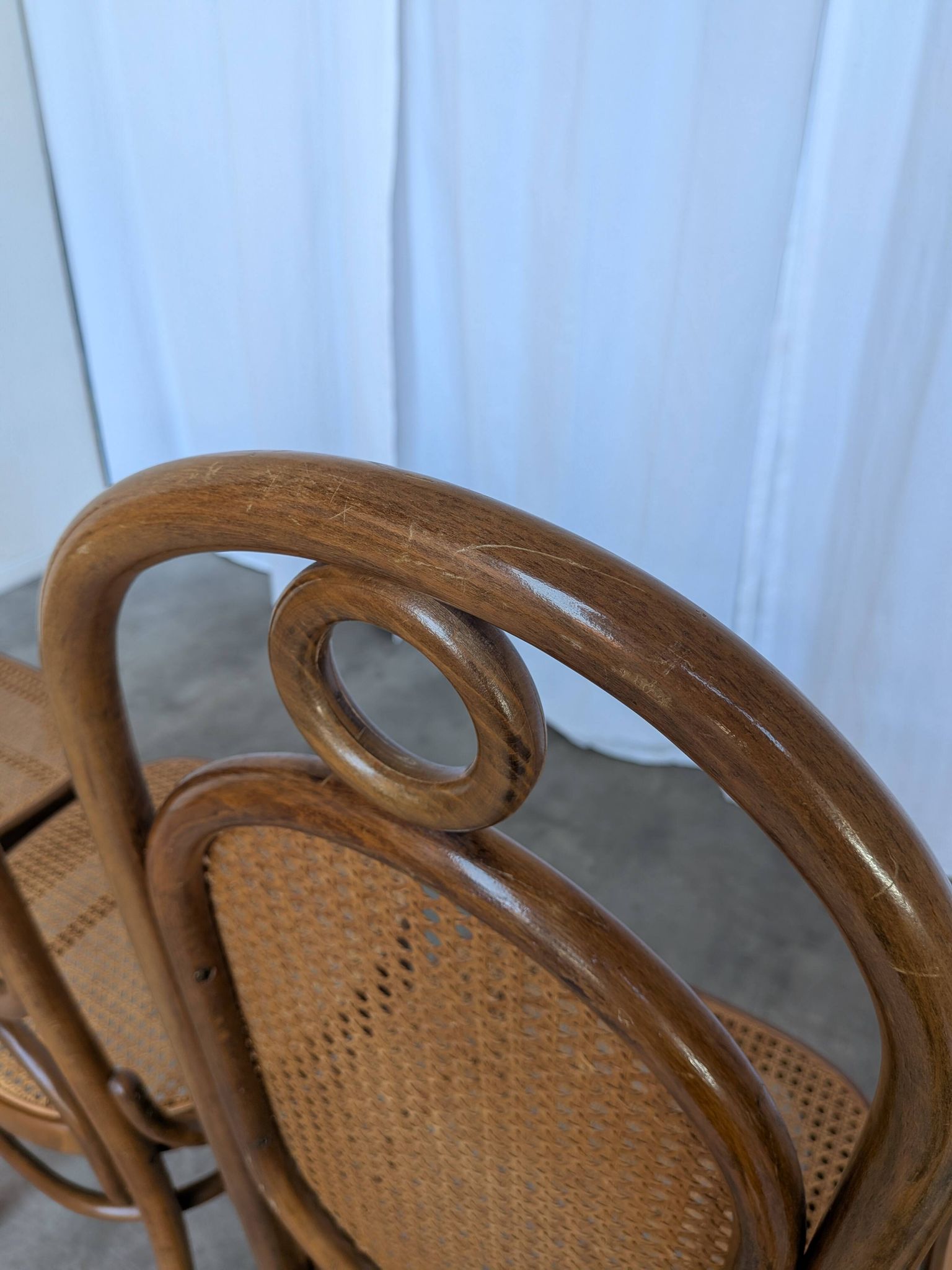 Set of 4 Mid-century Bentwood Cane Dining Chair, Thonet Style, 1970s Yugosl