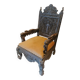 Indian throne chair in carved red wood - Buddhist / Hindu.