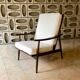 Scandinavian teak armchair, Lelièvre fabric