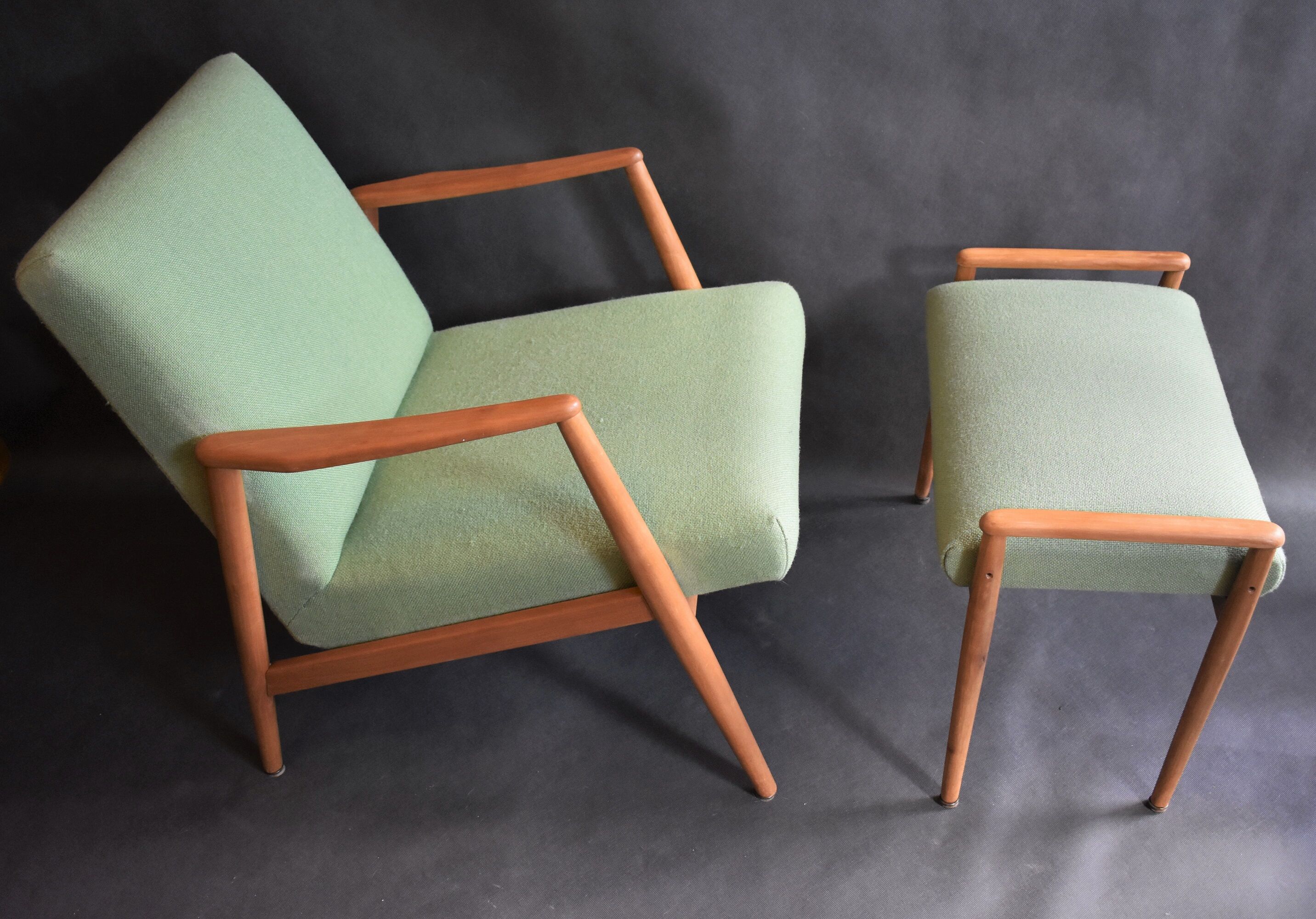 Danish teak armchair & stool, 1970
