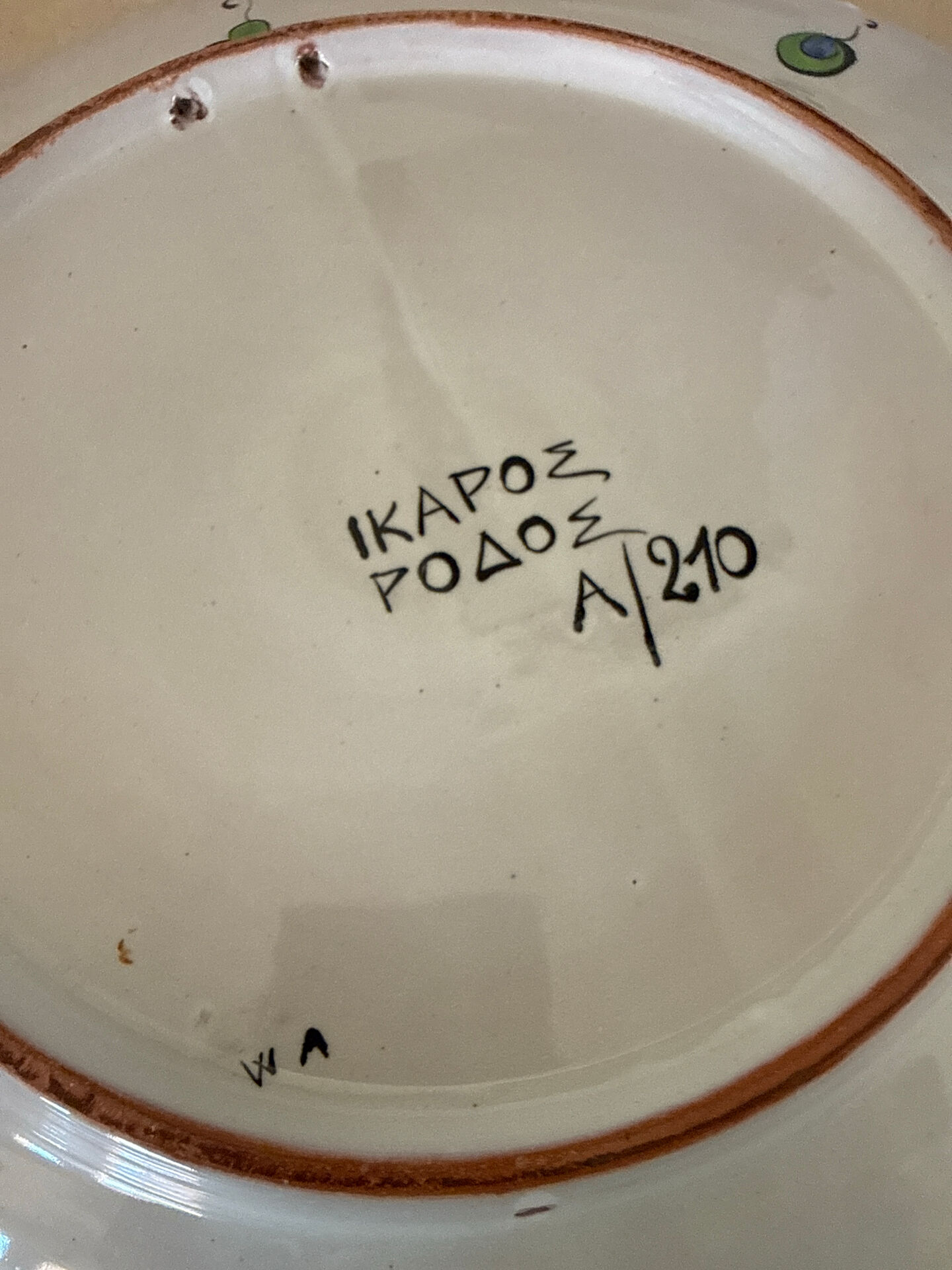 Large ceramic dish Greek IKAROS RHODES – hand-painted – 35 cm