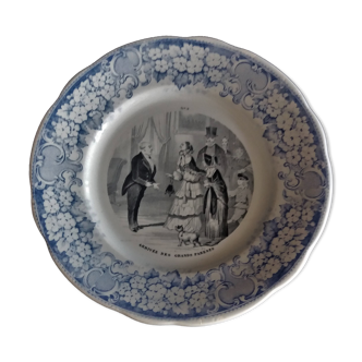 Assiette parlante à thème Creil & Montereau XIXème