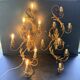 Pair of Golden Florentine Wall Lights 1950s 1960s Hollywood Regency 7 Lights
