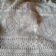 White cotton bedspread, Old crochet bed throw with flower patterns