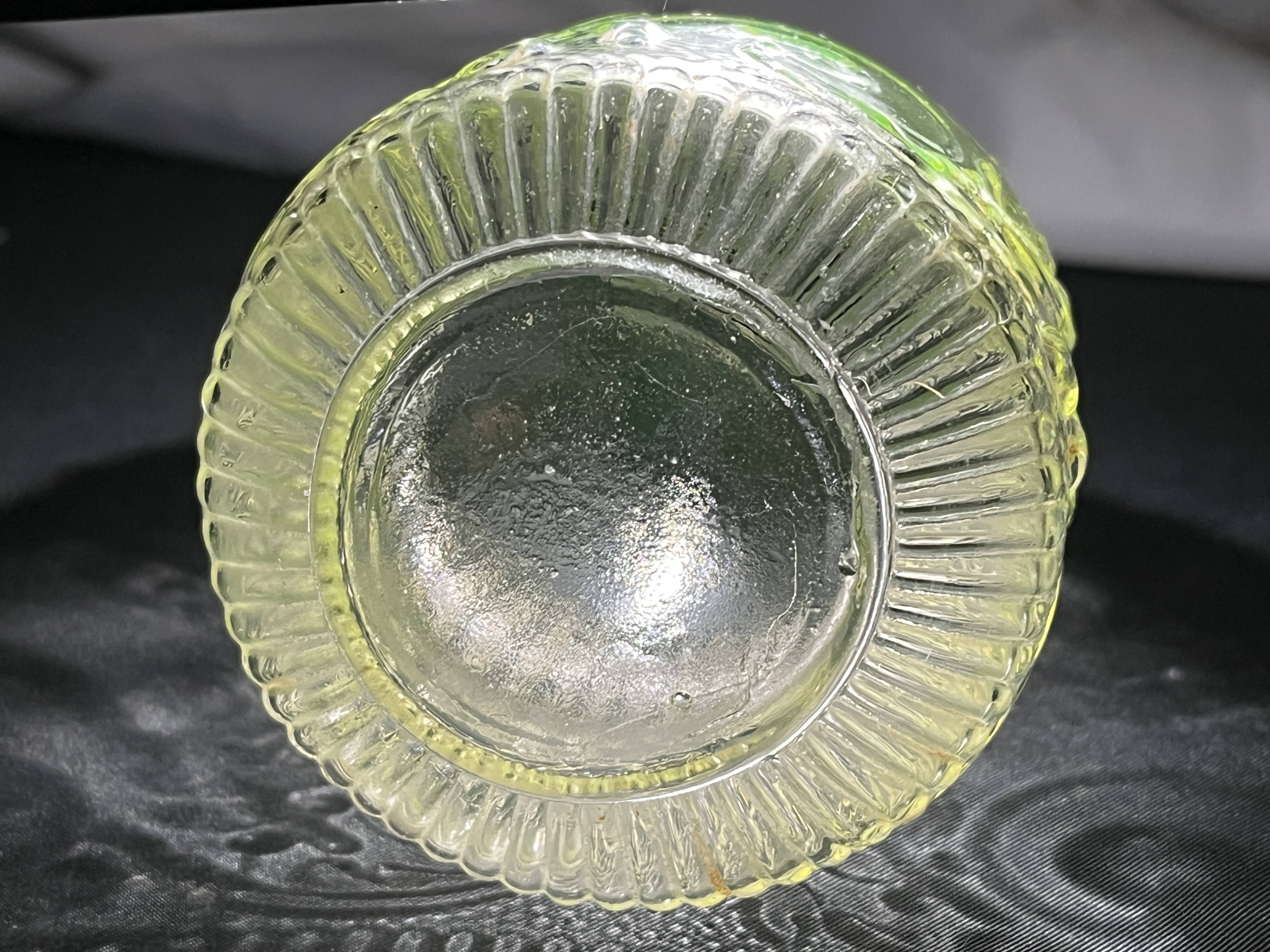 Antique uraline glass carafe bottle from the late 19th century