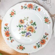 Set of 3 vintage earthenware flat plates "Moulins des Loups" Orchies model from the 1960s